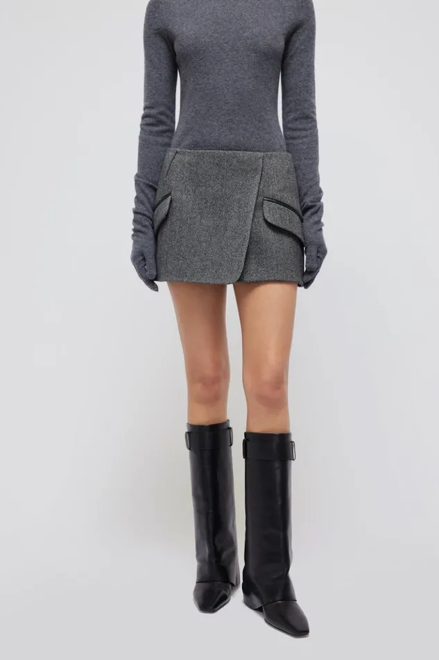 Women Payton Skirt Black Herringbone Jonathan Simkhai Pants and Bottoms