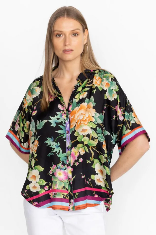 Women PETALUNAH BLOUSE Le Jardin Scarf Print Johnny Was Tops Women PETALUNAH BLOUSE Le Jardin Scarf Print Johnny Was Tops