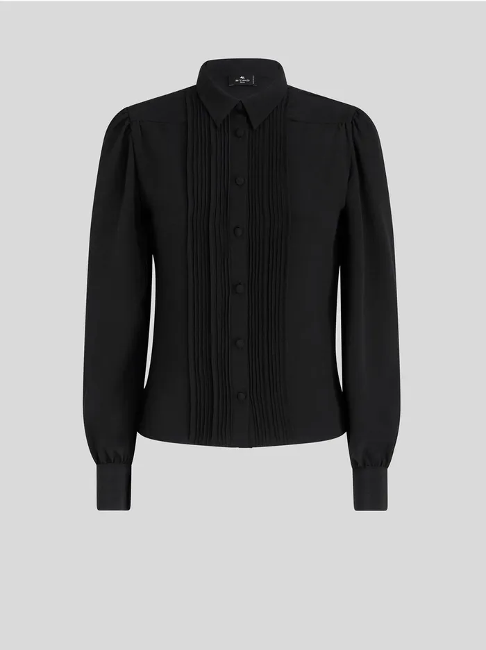 Women Pleated Silk Shirt Etro Shirts And Blouses