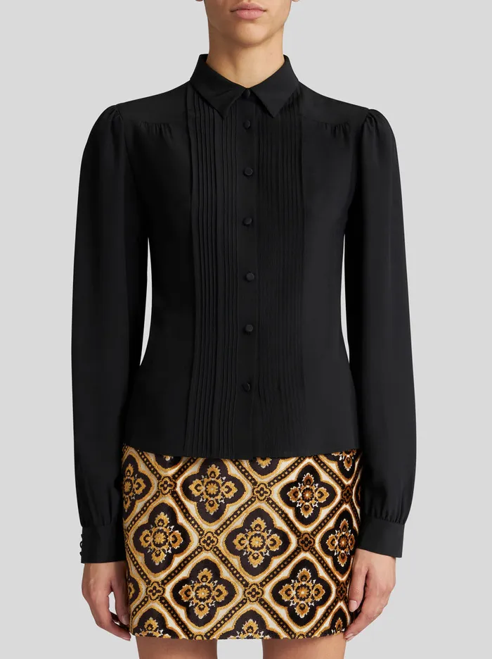 Women Pleated Silk Shirt Etro Shirts And Blouses
