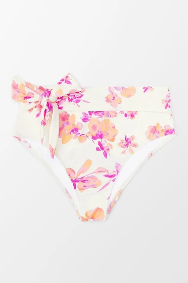 Women Plus Size and Curve Bikinis Cupshe Nichole Floral Tie Front High Waist Plus Size Bikini Bottom Multicolor