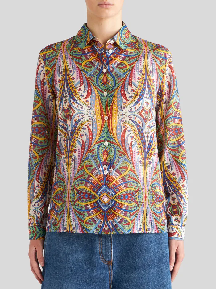 Women Printed Cotton Shirt Etro Shirts And Blouses