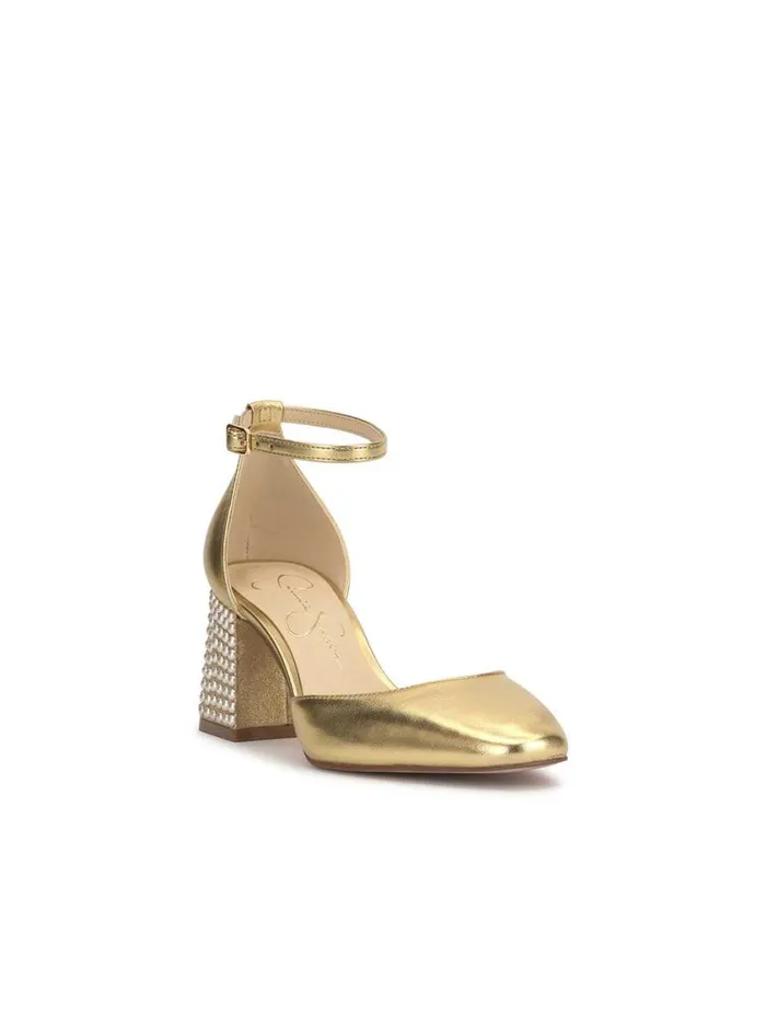Women Pumps Jessica Simpson Fulian Block Heel Pump In Gold
