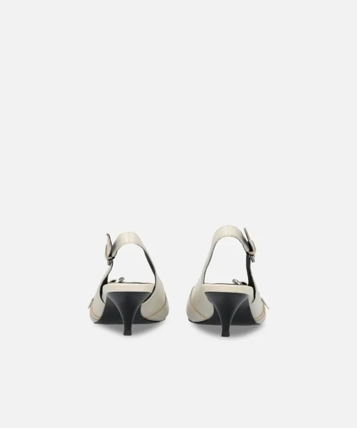 Women Pumps Pinko Heeled Leather Slingbacks With Buckle Egg Women Pumps Pinko Heeled Leather Slingbacks With Buckle Egg