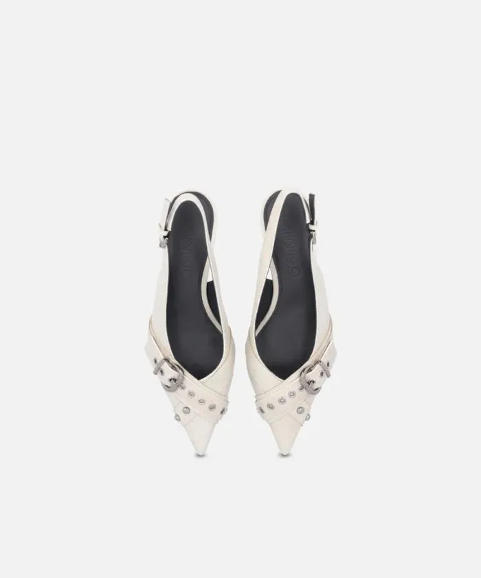 Women Pumps Pinko Heeled Leather Slingbacks With Buckle Egg Women Pumps Pinko Heeled Leather Slingbacks With Buckle Egg