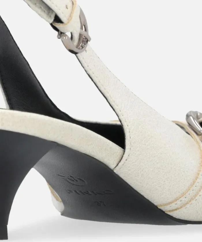 Women Pumps Pinko Heeled Leather Slingbacks With Buckle Egg Women Pumps Pinko Heeled Leather Slingbacks With Buckle Egg