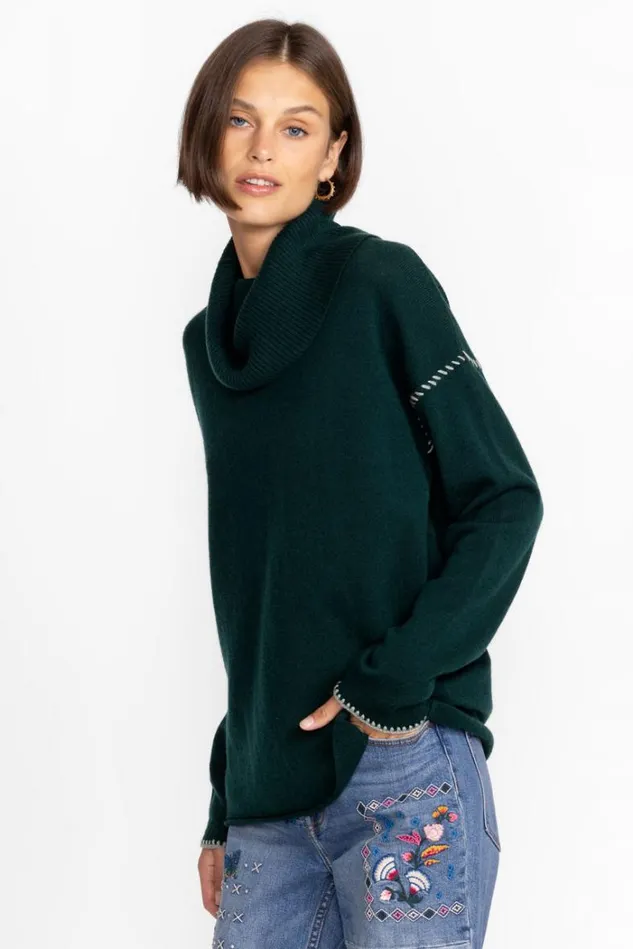 Women Rhode Cowl Neck Sweater Emerald Johnny Was Tops Women Rhode Cowl Neck Sweater Emerald Johnny Was Tops