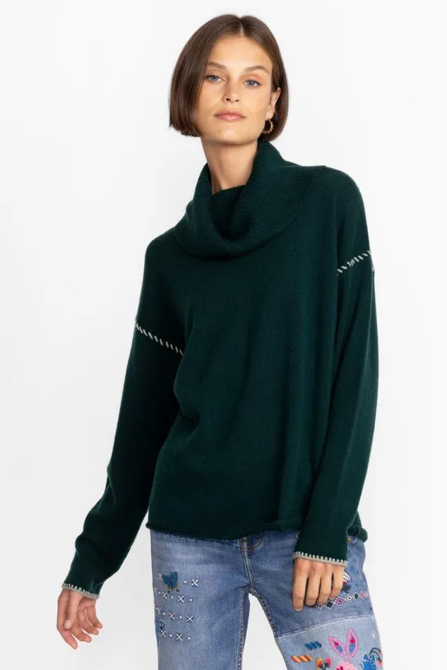Women Rhode Cowl Neck Sweater Emerald Johnny Was Tops Women Rhode Cowl Neck Sweater Emerald Johnny Was Tops