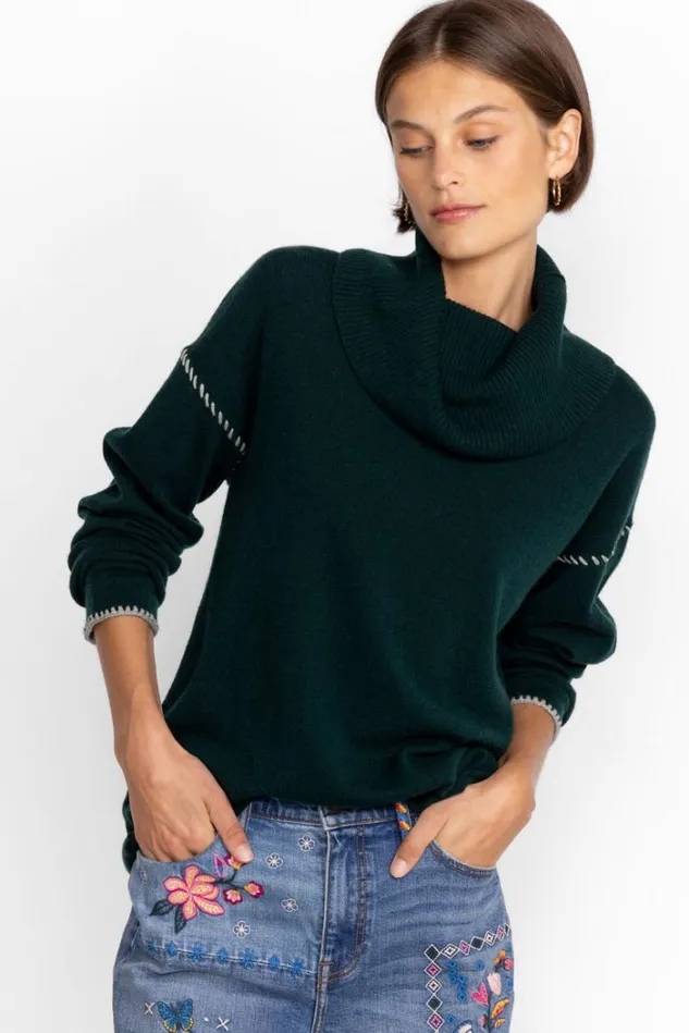Women Rhode Cowl Neck Sweater Emerald Johnny Was Tops Women Rhode Cowl Neck Sweater Emerald Johnny Was Tops