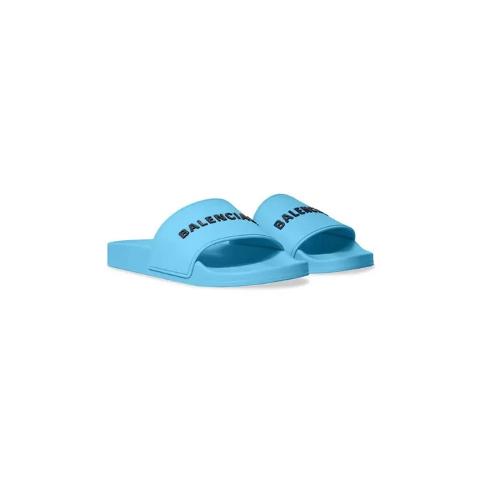 Women Sandals and Mules Balenciaga Pool Slide Sandal In Blue Sky