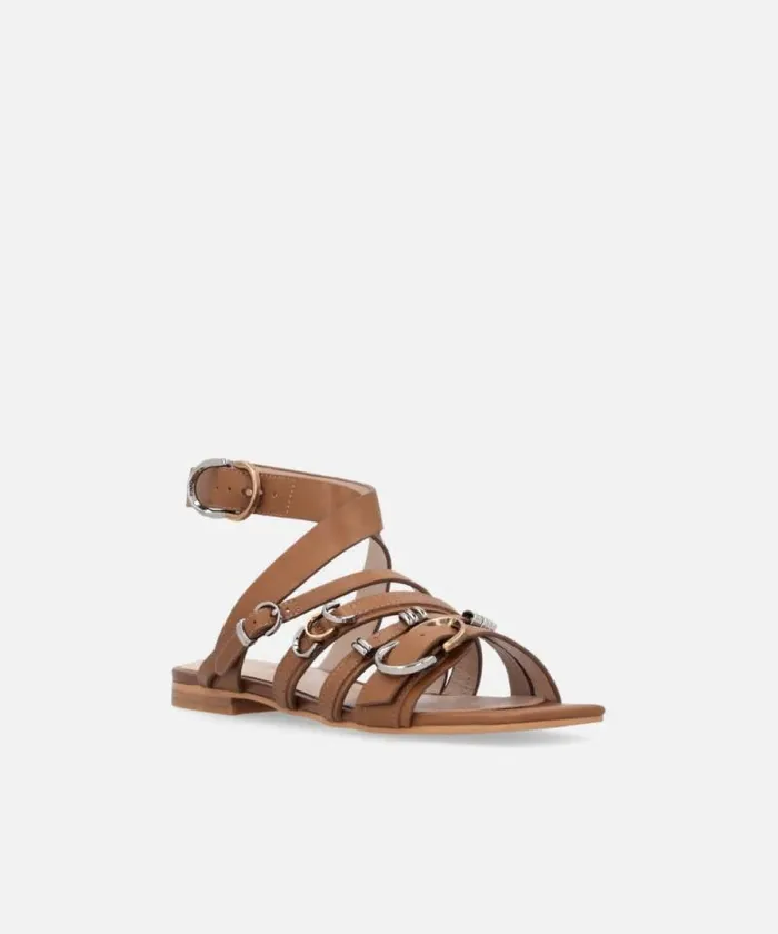 Women Sandals Pinko Sandals With Woven Straps And Metal Details Laminated Gold Women Sandals Pinko Sandals With Woven Straps And Metal Details Laminated Gold