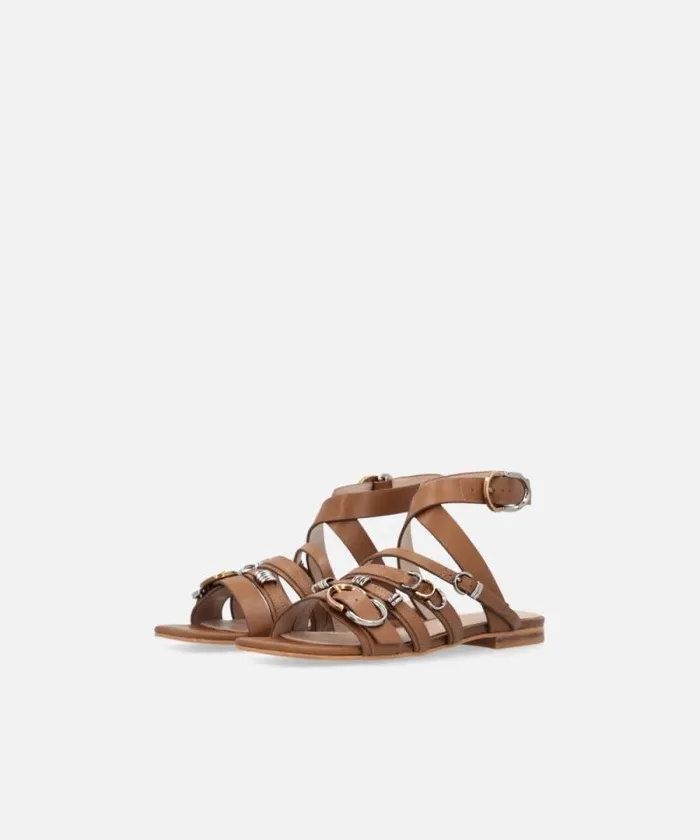 Women Sandals Pinko Sandals With Woven Straps And Metal Details Laminated Gold Women Sandals Pinko Sandals With Woven Straps And Metal Details Laminated Gold
