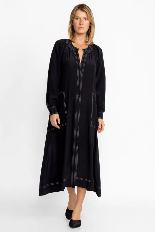 Women SCOOP NECK BUTTON DOWN MIDI Black Beauty Johnny Was Dresses Women SCOOP NECK BUTTON DOWN MIDI Black Beauty Johnny Was Dresses