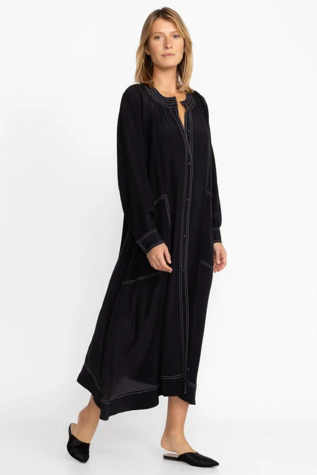 Women SCOOP NECK BUTTON DOWN MIDI Black Beauty Johnny Was Dresses Women SCOOP NECK BUTTON DOWN MIDI Black Beauty Johnny Was Dresses