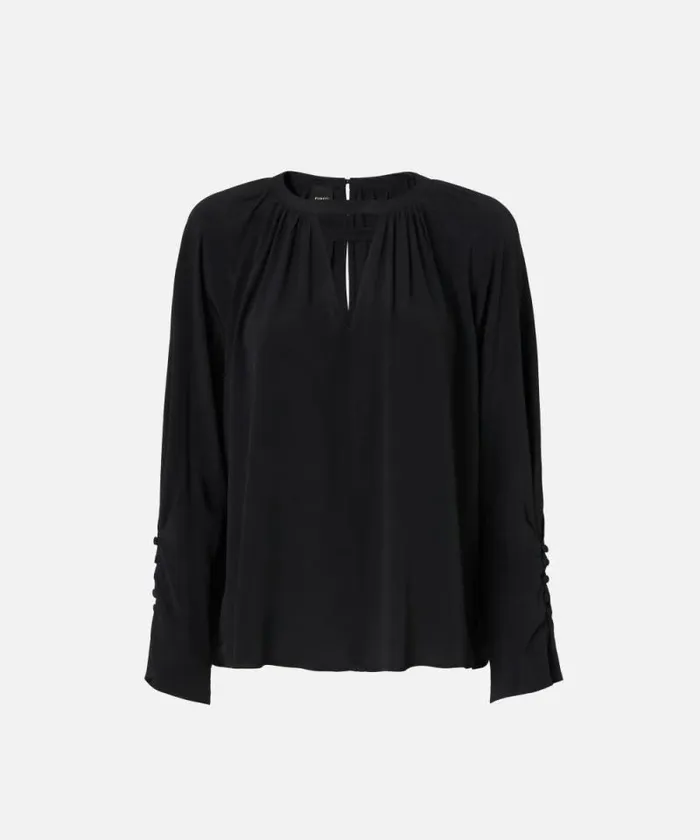 Women Shirts And Blouses Pinko Flowing Vneck Blouse Limo Black Women Shirts And Blouses Pinko Flowing Vneck Blouse Limo Black