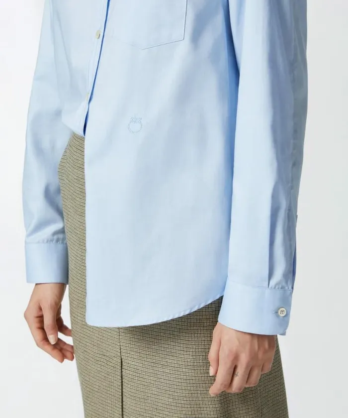 Women Shirts And Blouses Pinko Light Blue Cotton Oxford Shirt Panoramic Blue Women Shirts And Blouses Pinko Light Blue Cotton Oxford Shirt Panoramic Blue