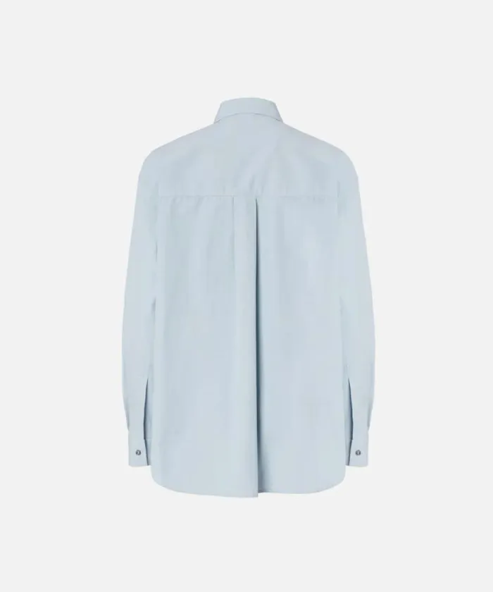 Women Shirts And Blouses Pinko Oversize Poplin Shirt Dusty Blue Women Shirts And Blouses Pinko Oversize Poplin Shirt Dusty Blue