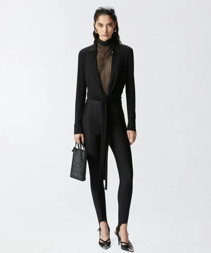 Women Shirts And Blouses Pinko Short Blouse With Collar Limo Black Women Shirts And Blouses Pinko Short Blouse With Collar Limo Black