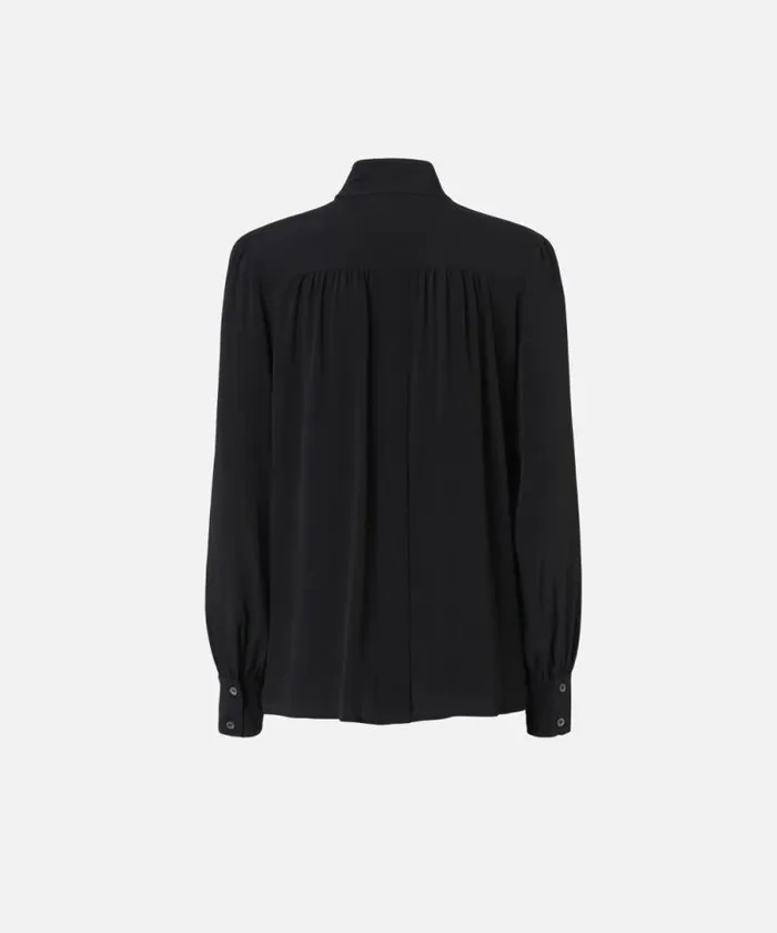 Women Shirts And Blouses Pinko Silkblend Shirt With Bow Limo Black Women Shirts And Blouses Pinko Silkblend Shirt With Bow Limo Black