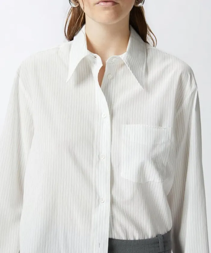 Women Shirts And Blouses Pinko Verticalstriped Shirt Whiteblack Women Shirts And Blouses Pinko Verticalstriped Shirt Whiteblack