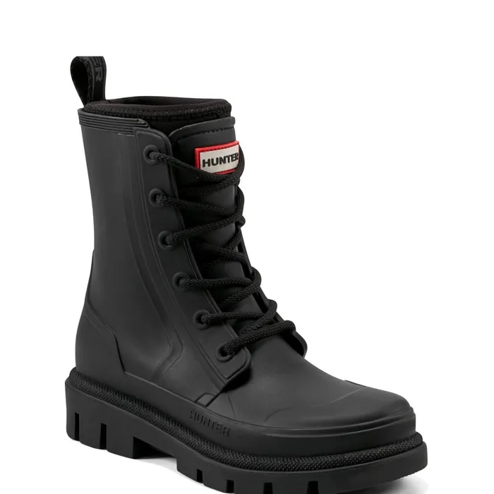 Women Short and Ankle Boots Hunter Boots Diana Waterproof LaceUp Rain Boots Black Women Short and Ankle Boots Hunter Boots Diana Waterproof LaceUp Rain Boots Black