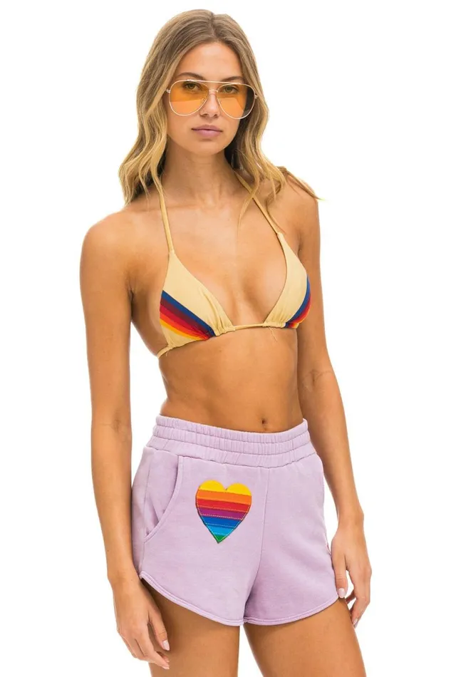 Women Shorts Aviator Nation Rainbow Heart Stitch Lounger Short 8211 Mauve