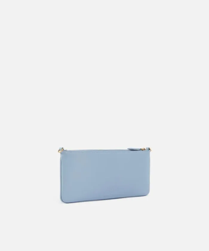 Women Shoulder Bags Pinko Horizontal Flat Bag In Leather Lightblueantique Gold Women Shoulder Bags Pinko Horizontal Flat Bag In Leather Lightblueantique Gold