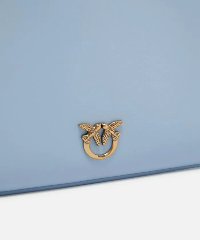 Women Shoulder Bags Pinko Horizontal Flat Bag In Leather Lightblueantique Gold Women Shoulder Bags Pinko Horizontal Flat Bag In Leather Lightblueantique Gold
