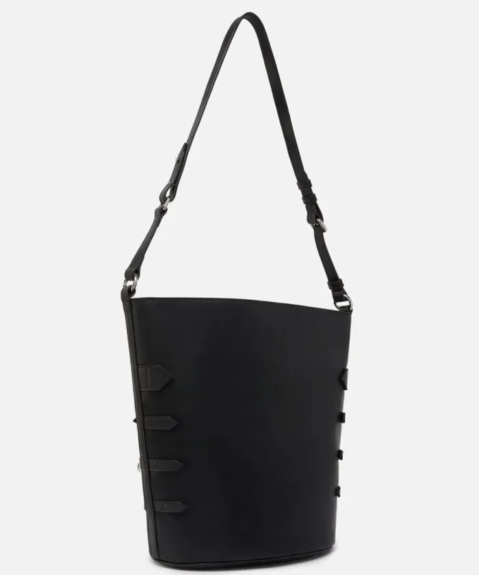 Women Shoulder Bags Pinko Large Leather Bucket Bag With Straps Limousine Black Women Shoulder Bags Pinko Large Leather Bucket Bag With Straps Limousine Black