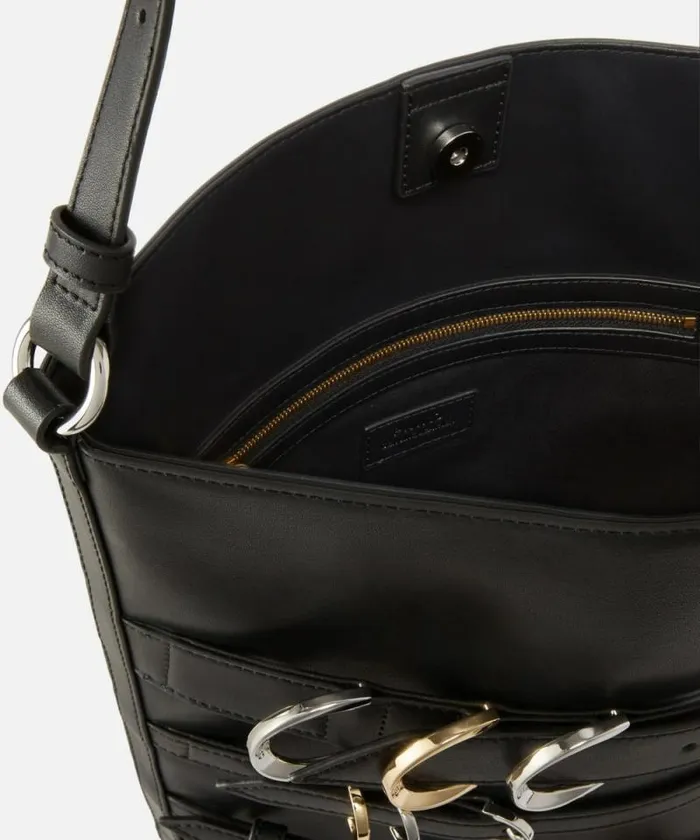 Women Shoulder Bags Pinko Large Leather Bucket Bag With Straps Limousine Black Women Shoulder Bags Pinko Large Leather Bucket Bag With Straps Limousine Black