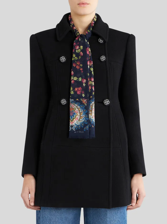 Women Silk Scarf With Paisley Edging Etro Scarves And Silk