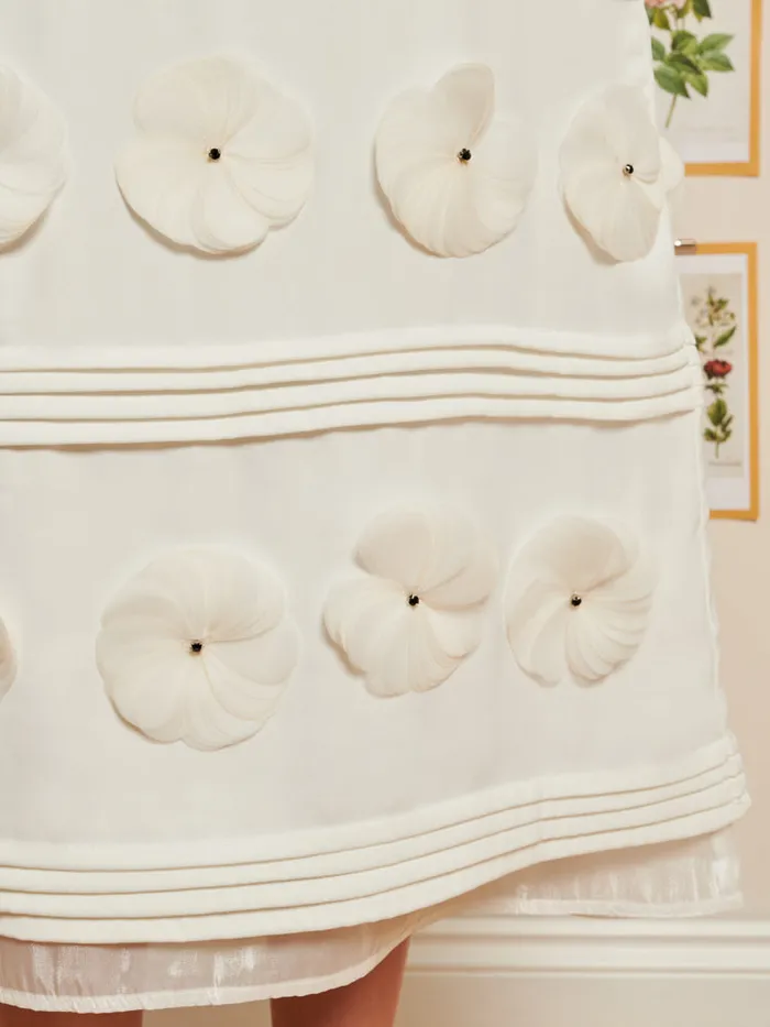Women Sister Jane Bottoms DREAM Helena Flower Midi Skirt Satin White