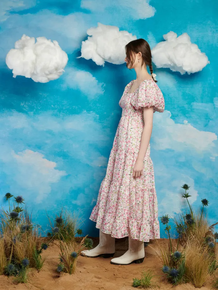 Women Sister Jane Dresses Wild Hearts Midi Dress White Floral Pink