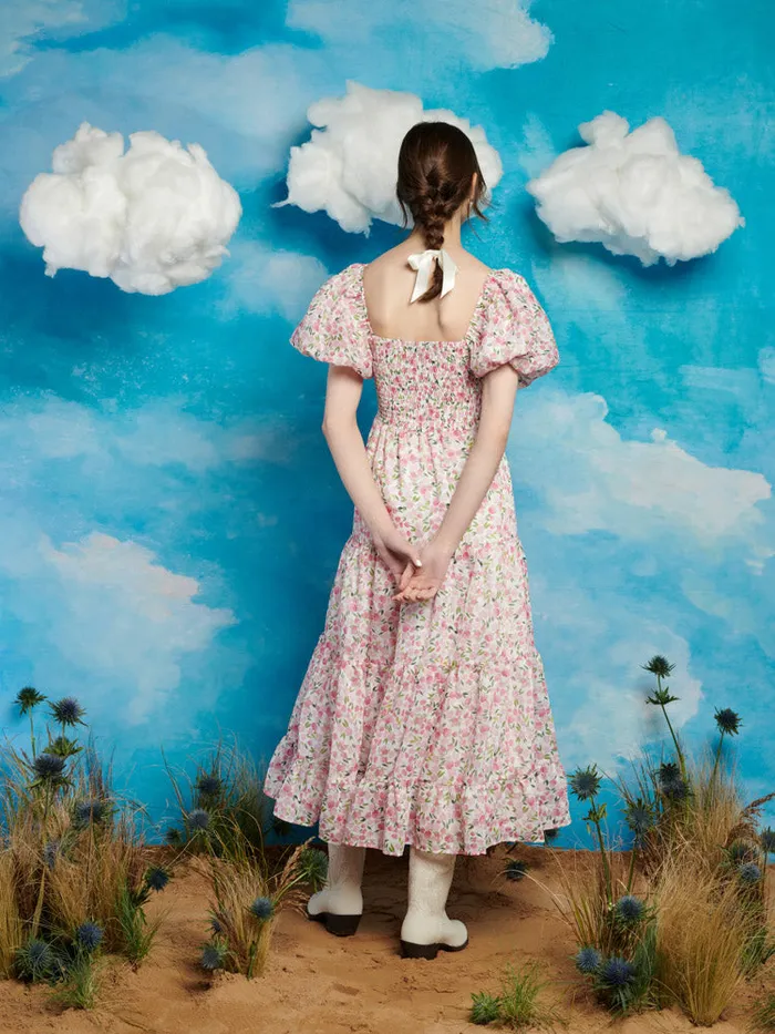 Women Sister Jane Dresses Wild Hearts Midi Dress White Floral Pink