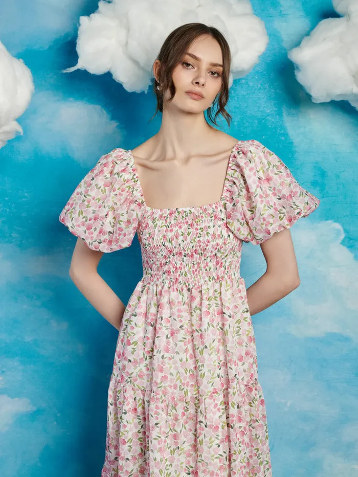 Women Sister Jane Dresses Wild Hearts Midi Dress White Floral Pink