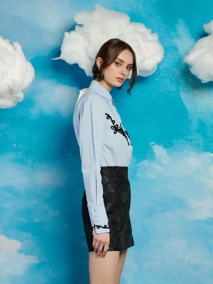 Women Sister Jane Tops Cody Cording Shirt Baby Blue