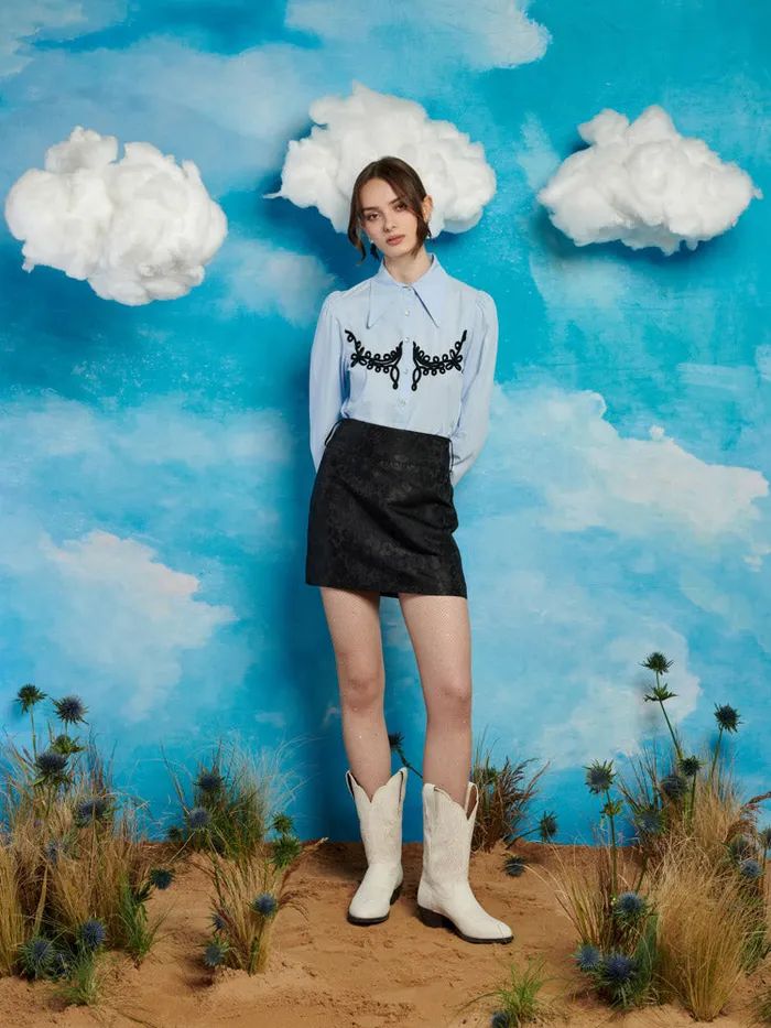 Women Sister Jane Tops Cody Cording Shirt Baby Blue