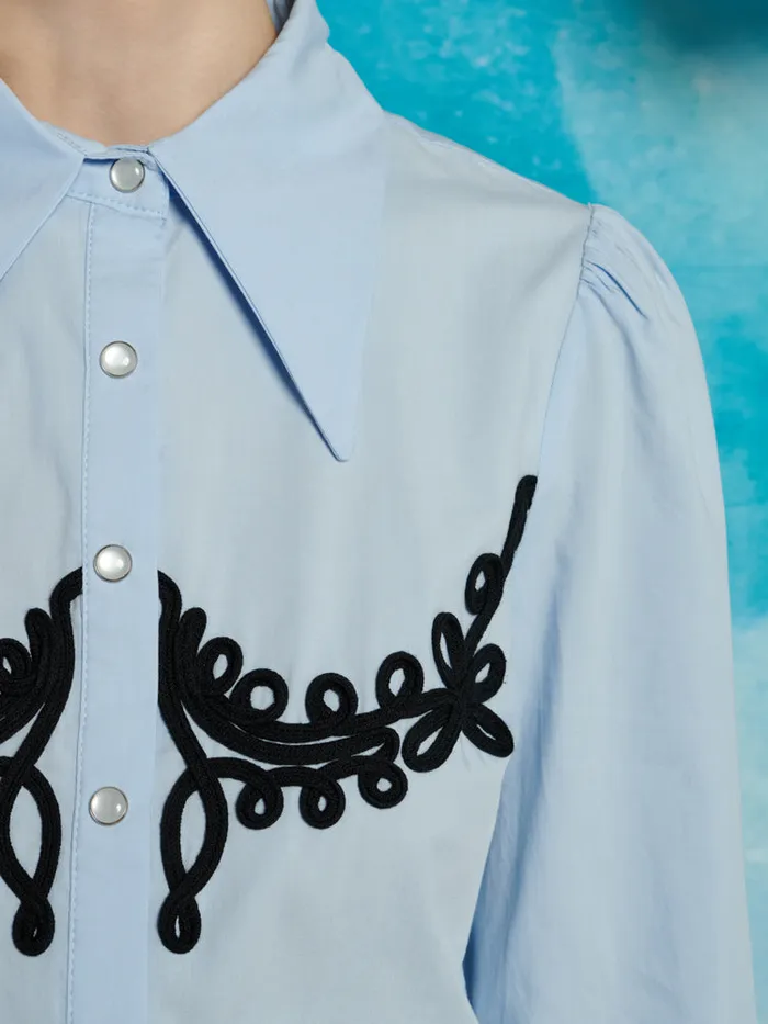 Women Sister Jane Tops Cody Cording Shirt Baby Blue