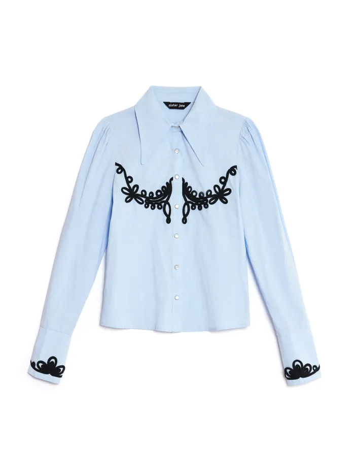 Women Sister Jane Tops Cody Cording Shirt Baby Blue