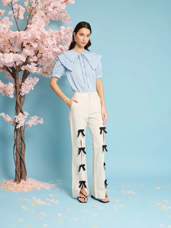 Women Sister Jane Tops Flutter Pleat Blouse Cornflower Blue