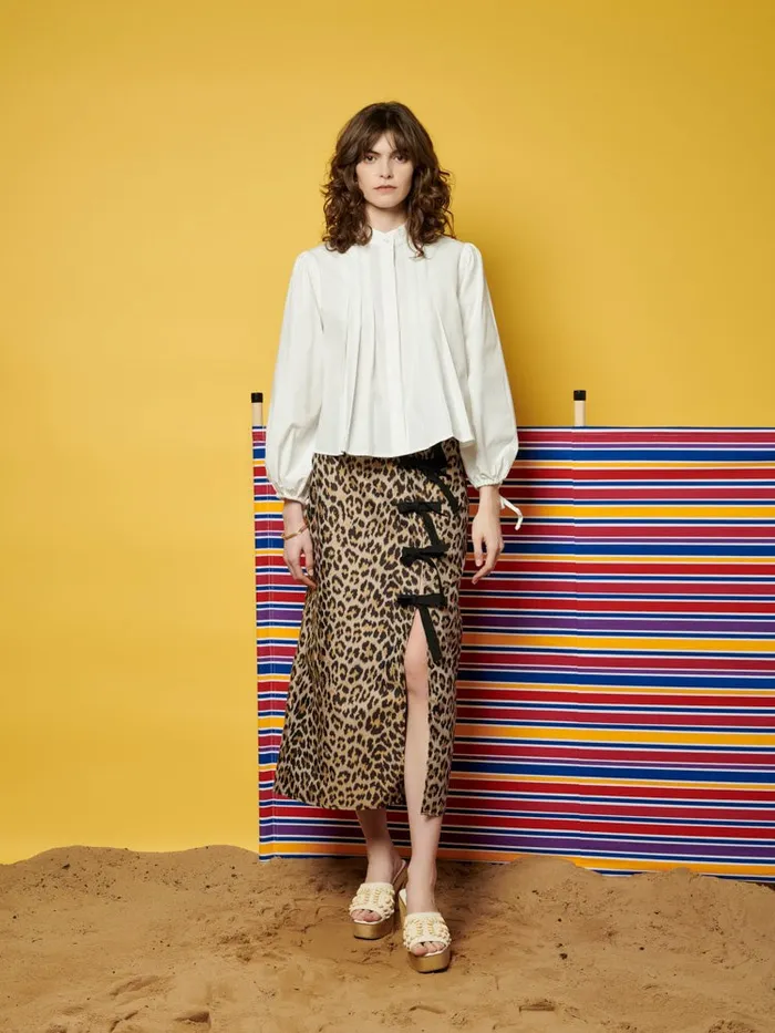 Women Sister Jane Tops Ghospell Kim Pintuck Shirt Pearled White