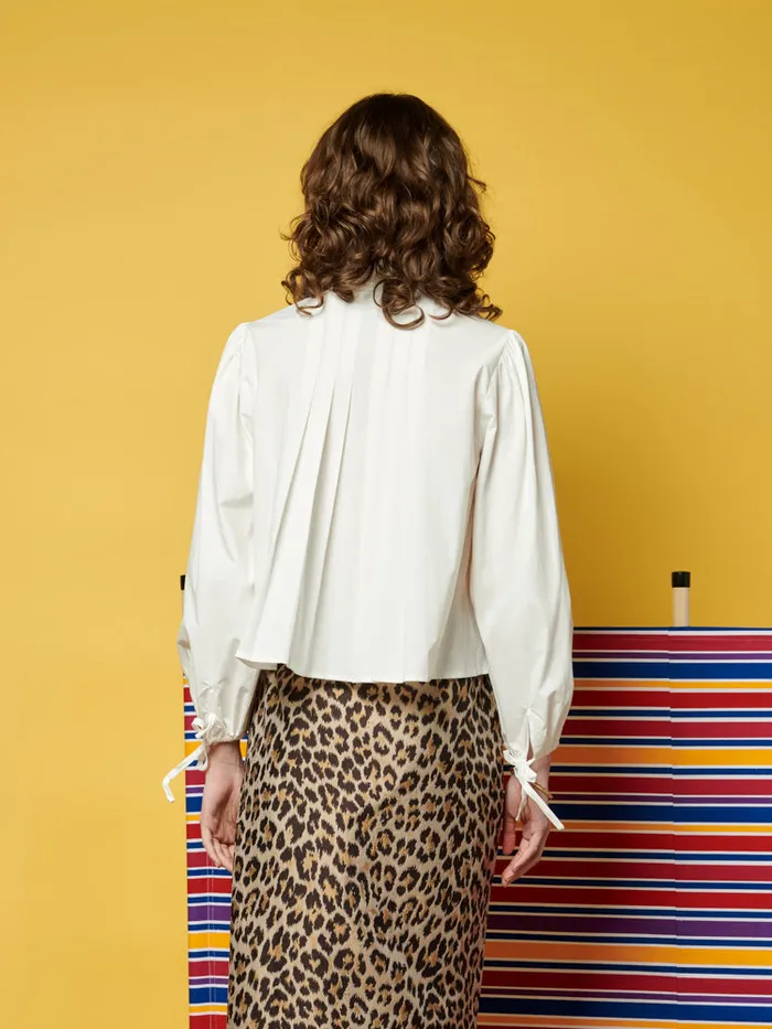 Women Sister Jane Tops Ghospell Kim Pintuck Shirt Pearled White