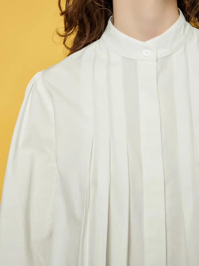 Women Sister Jane Tops Ghospell Kim Pintuck Shirt Pearled White