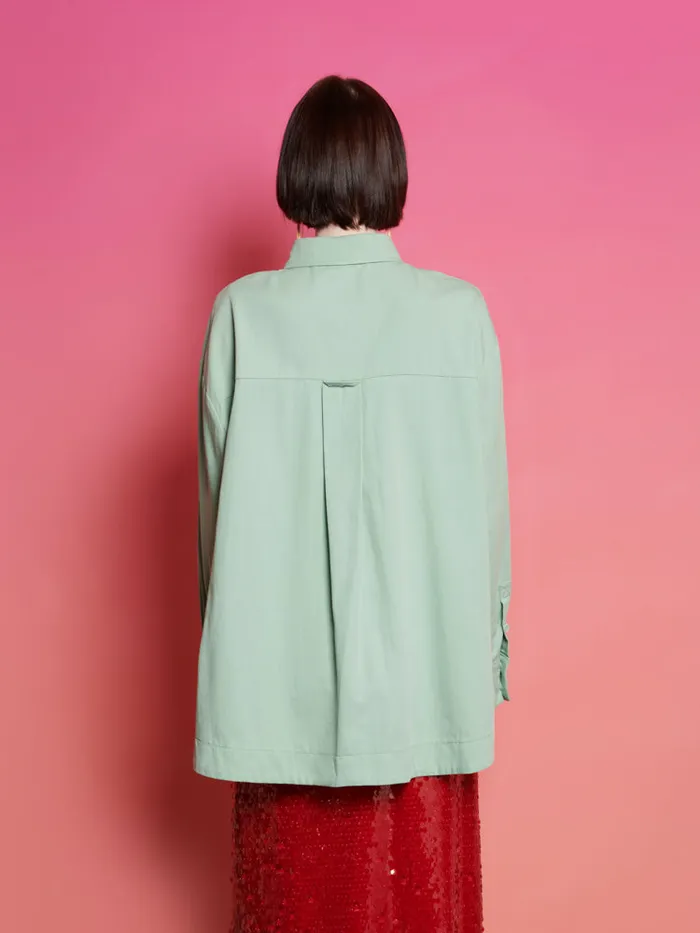 Women Sister Jane Tops Ghospell Swayer Oversized Shirt Office Green
