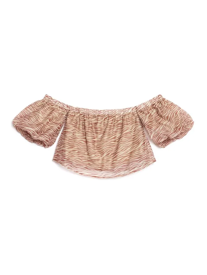 Women Sister Jane Tops Ghospell Zoya Zebra Bandeau Top Tan Brown