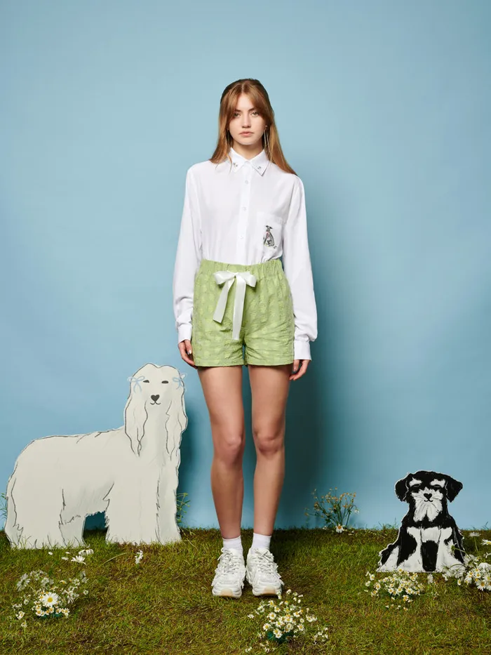 Women Sister Jane Tops Penny Embroidered Shirt Pearled Ivory