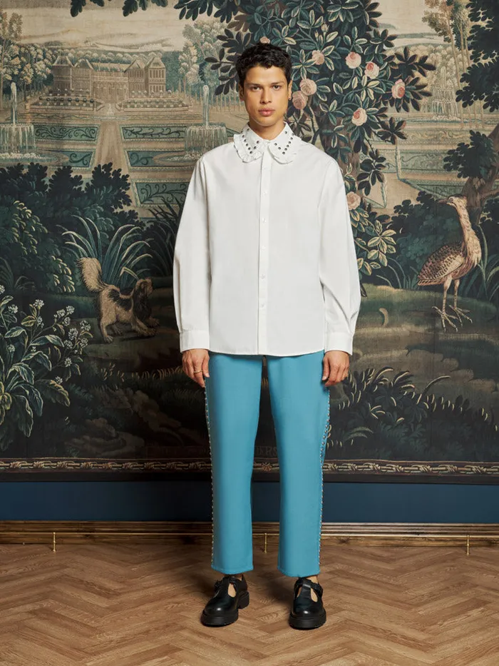 Women Sister Jane Tops Travis Studded Shirt Pearled White