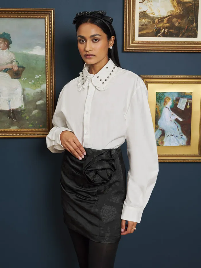 Women Sister Jane Tops Travis Studded Shirt Pearled White