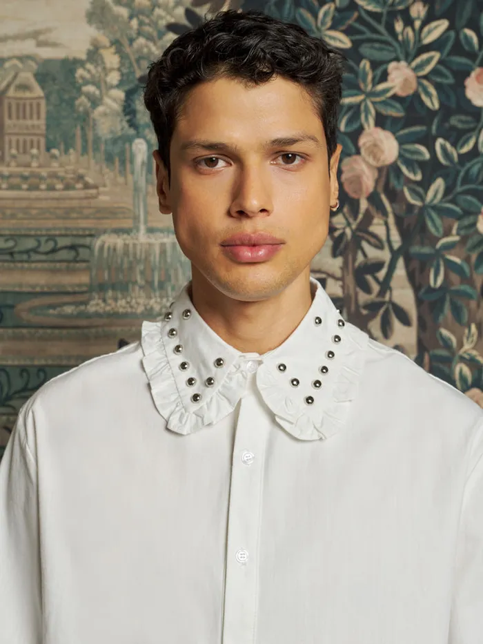 Women Sister Jane Tops Travis Studded Shirt Pearled White