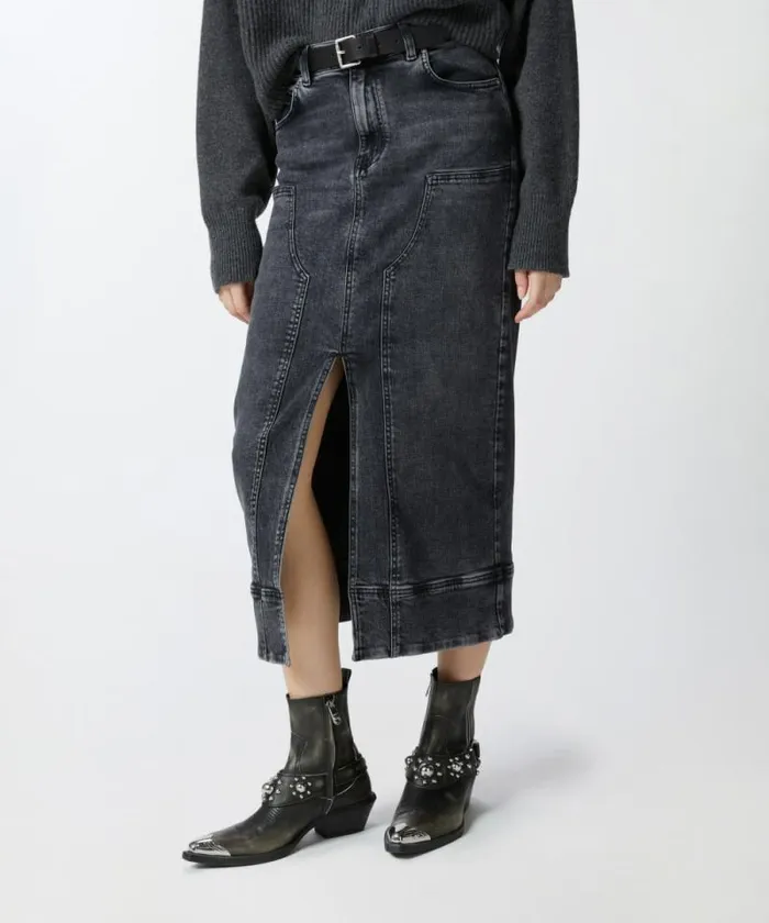 Women Skirts Pinko Dark Grey Denim Maxi Skirt Dark Grey Dirty Wash Women Skirts Pinko Dark Grey Denim Maxi Skirt Dark Grey Dirty Wash